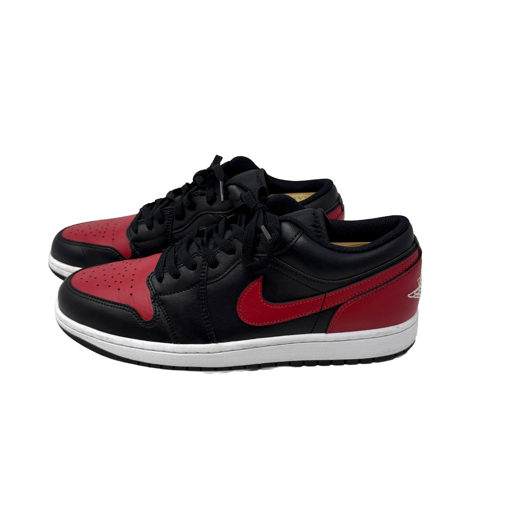 Men's NIKE AIR JORDAN 1 LOW BLACK/SUMMIT WHITE-VARSITY RED (553558 067) sz 11